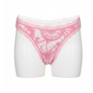 Jenni Intimates Women's Tie Dye Pink Lace Thong Panty Style 100134119 Size L
